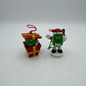 Vintage M&M’s Candy Christmas Ornament Mars 1988 Green & Pop Up From Box Present